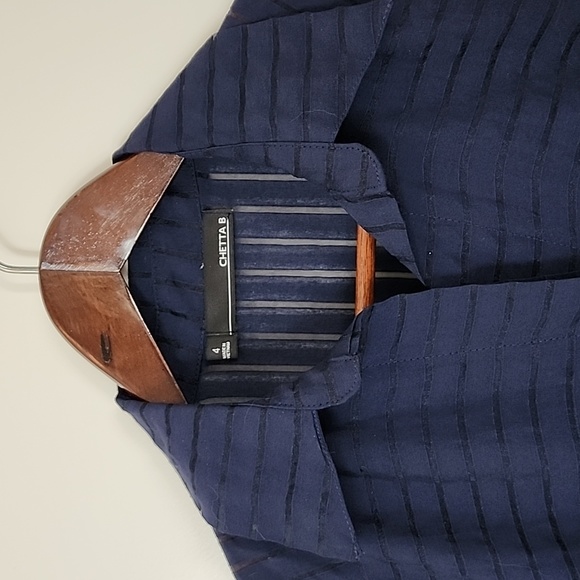 Chetta B Navy Knee Length Shirt Dress Size 4 - Picture 2 of 11